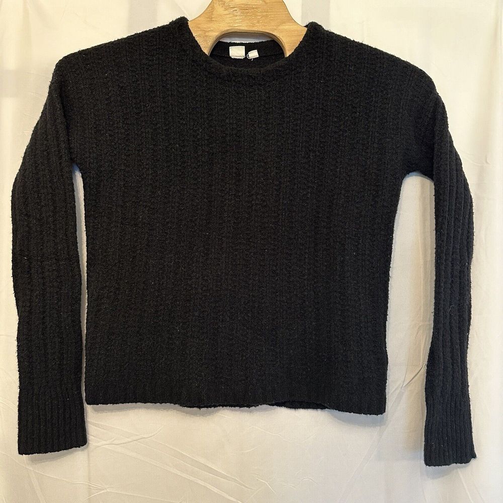 GAP Size Small Tall Black Round Neck Acrylic‎ Alpaca Wool Blend Knit Sweater